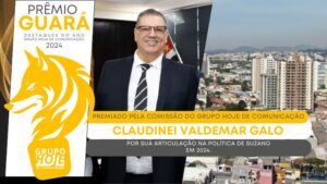 Prêmio Guará - Destaques do Ano: Claudinei Galo é premiado por sua articulação na política de Suzano em 2024