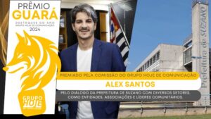 Prêmio Guará - Destaques do Ano: Alex Santos é premiado pelo diálogo da Prefeitura de Suzano com diversos setores, como entidades, associações e líderes comunitários