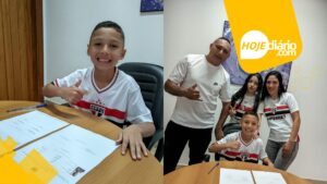 Jogador de Mogi das Cruzes, Miguel Passos, de 10 anos, fecha contrato com time pelo Sub-10 do São Paulo